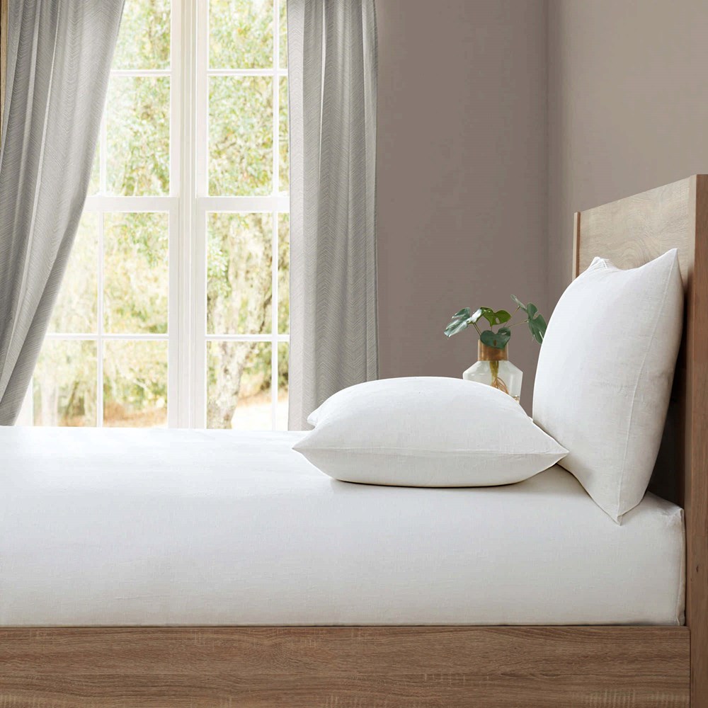 Lazy Linen Plain Fitted Bed Sheet in White